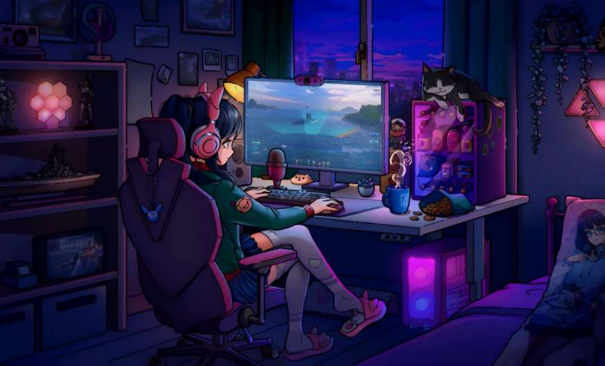 Download World of Warships - Steam-chan Cozy Gaming Room Live Wallpaper