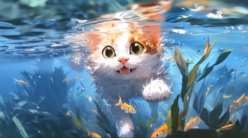 Download Underwater Cat Video Wallpaper