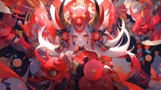 Download Red Oni Girl Live Wallpaper