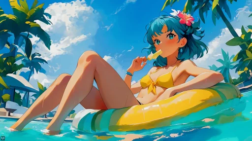 Girl on Swimming Circle Live Wallpaper