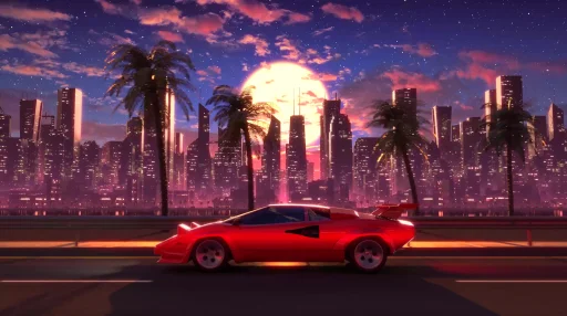 Download Synthwave Drive by Visualdon Live Wallpaper