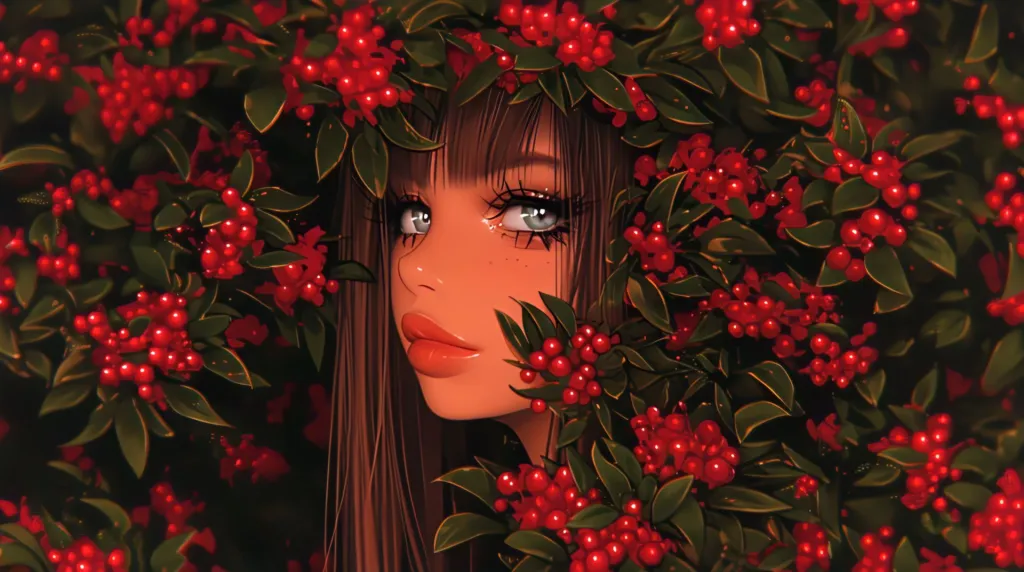 Download Girl With Red Berries Live Wallpaper