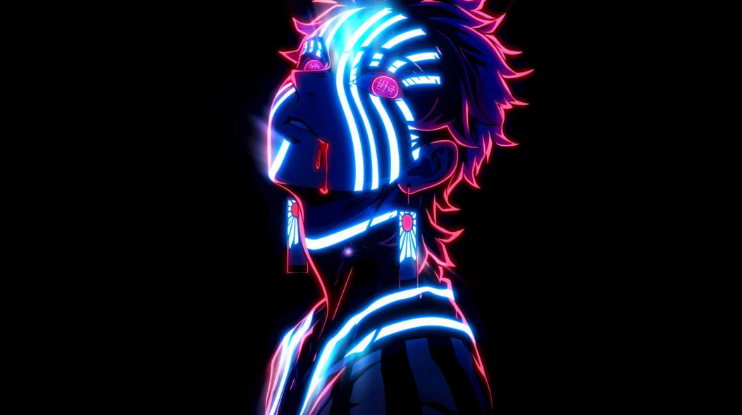 Download Akaza's Neon Demon Glow Live Wallpaper