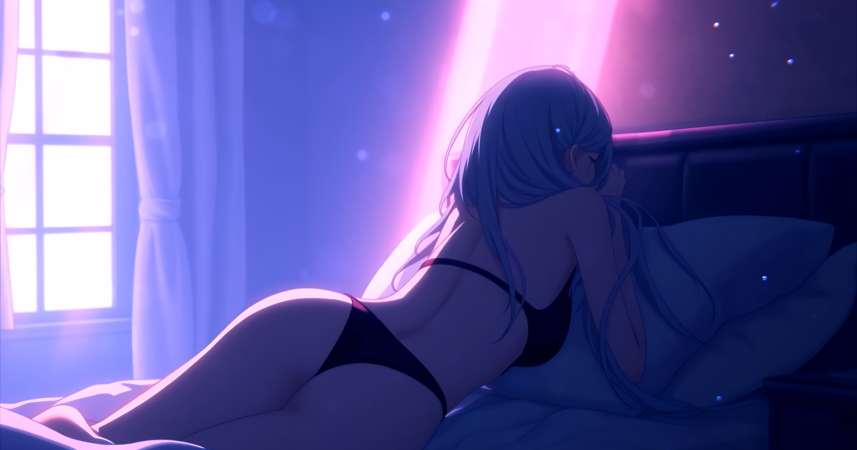 Download Blue-Haired Girl Chilling Live Wallpaper