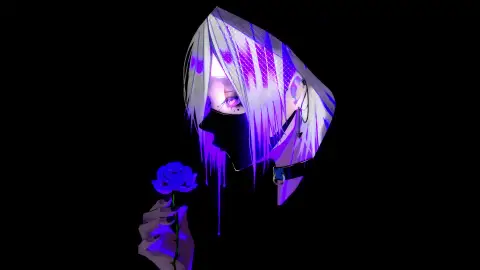 Gothic Neon: Blue Rose & Purple Eyes Live Wallpaper - Free Live Wallpaper