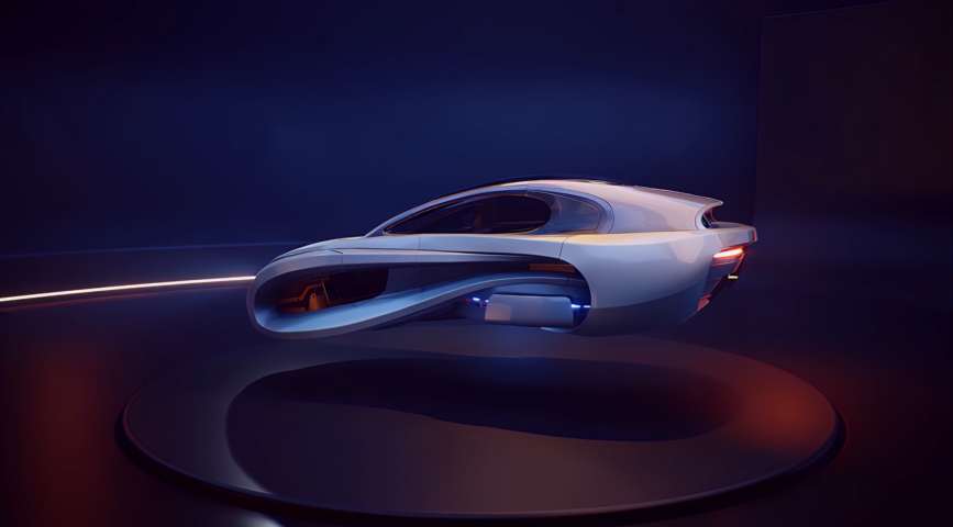 Download White Hover Car on Display Live Wallpaper