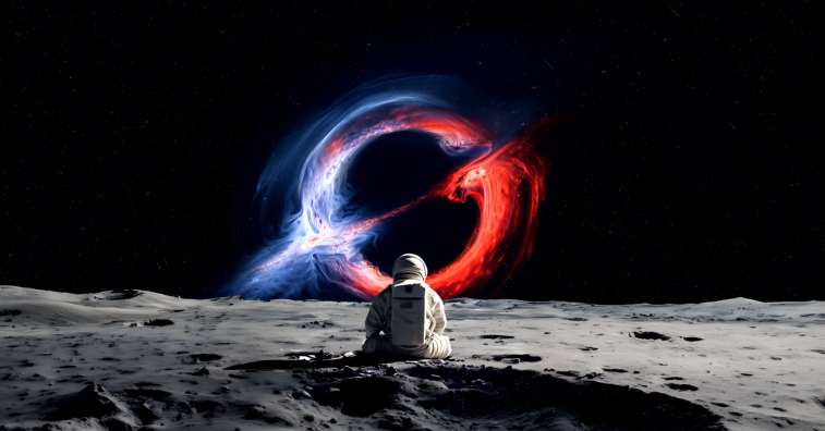 Download Astronaut vs Colorful Black Hole Live Wallpaper