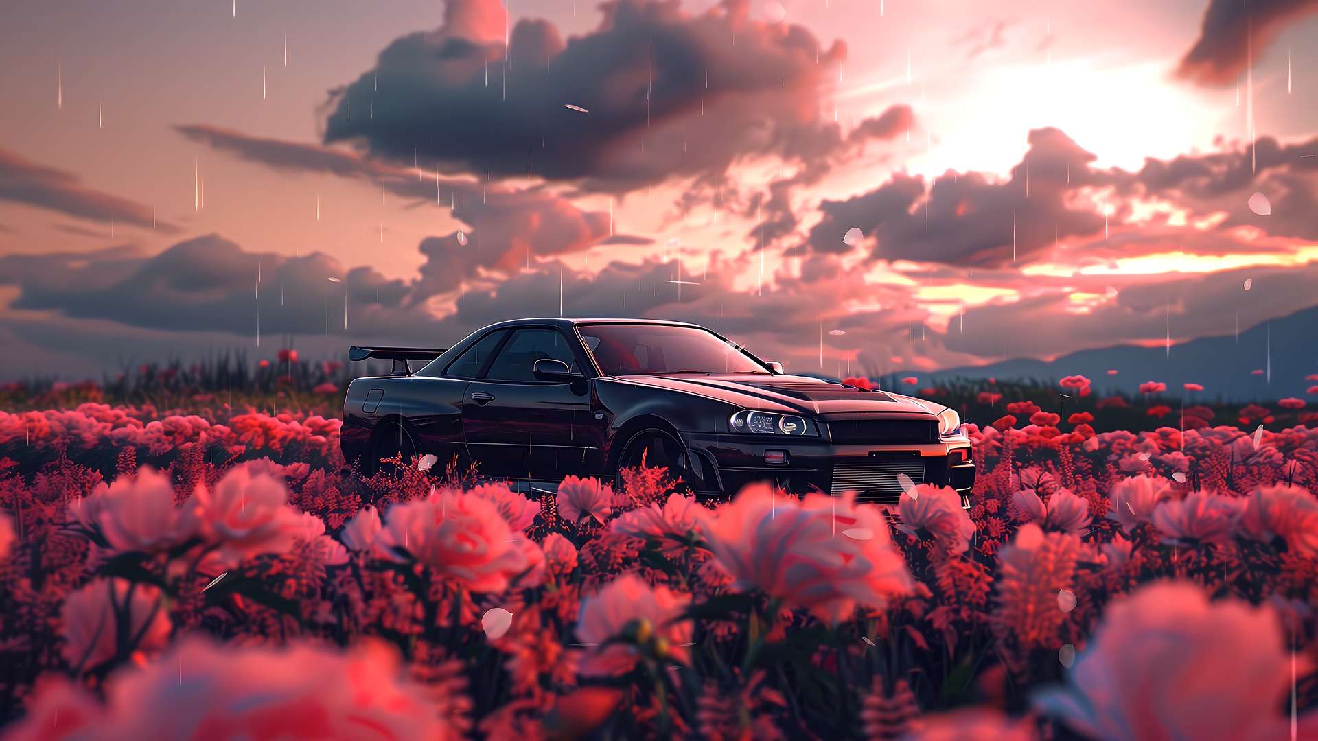 Download Rain-Soaked GT-R Live Wallpaper