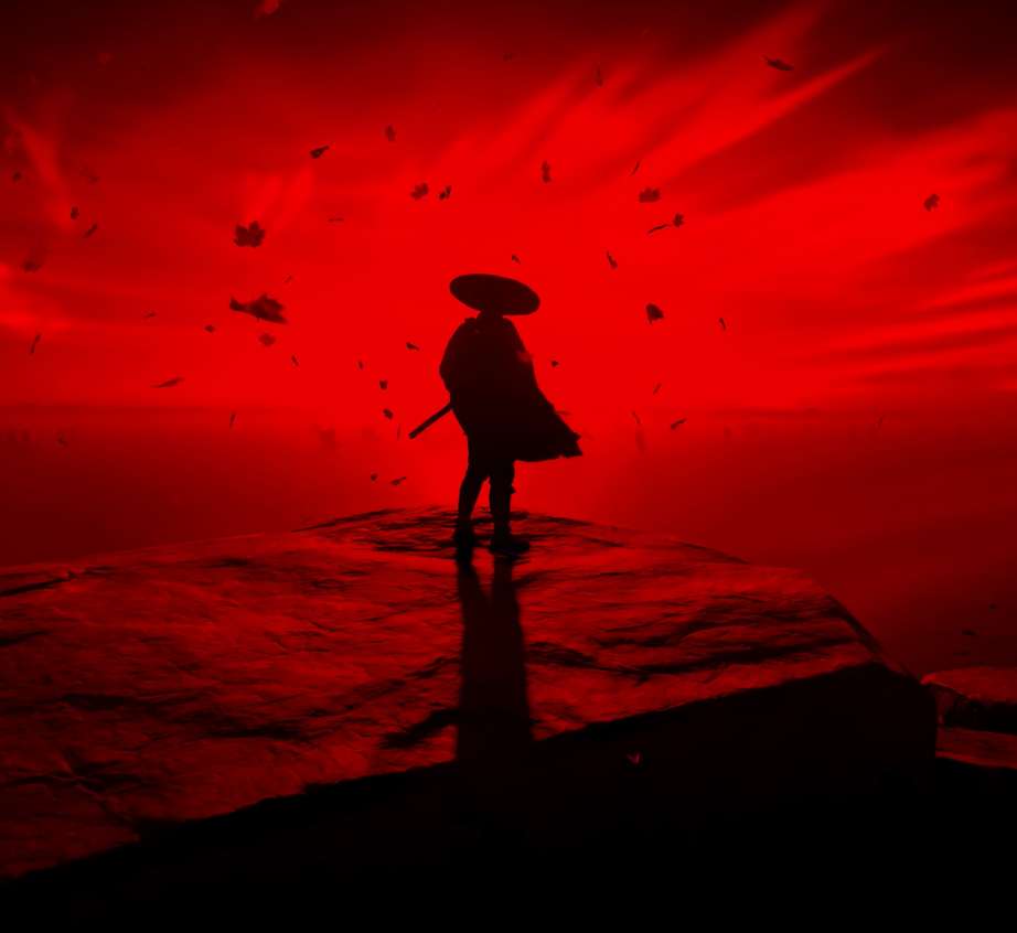 Download Red Samurai on the Cliff Live Wallpaper