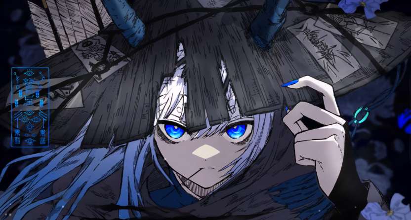 Blue Oni Ronin Girl - Mystic Conical Hat Live Wallpaper - Free Download