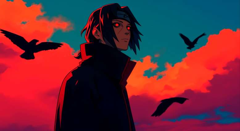 Download Itachi Uchiha Crows Red Sky Live Wallpaper
