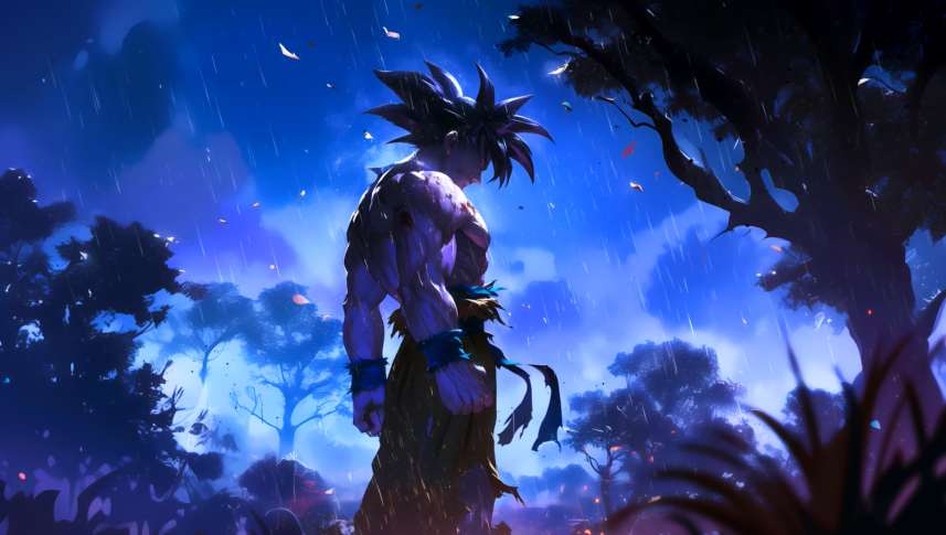 Download Goku Standing in the Rain Live Wallpaper