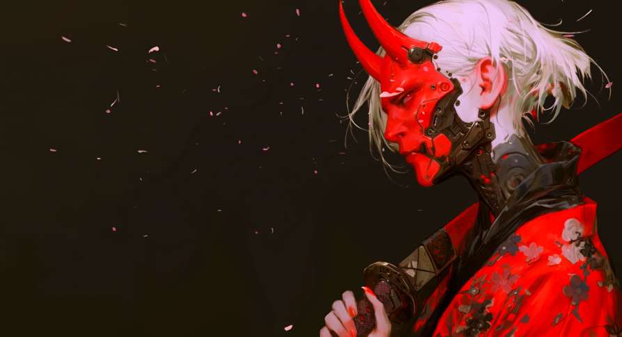 Download Cyber Oni Sword Stance Live Wallpaper