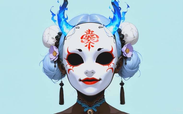 Download Masked Oni Girl - Minimalist Portrait Live Wallpaper