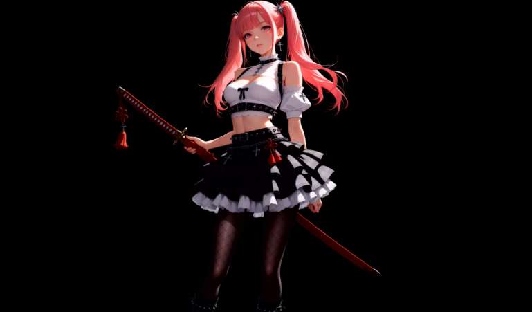 Pink Hair Gothic Anime Girl with Katana Live Wallpaper - Free Download