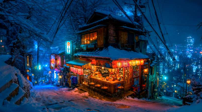 Download Snowy Night Lofi City Live Wallpaper