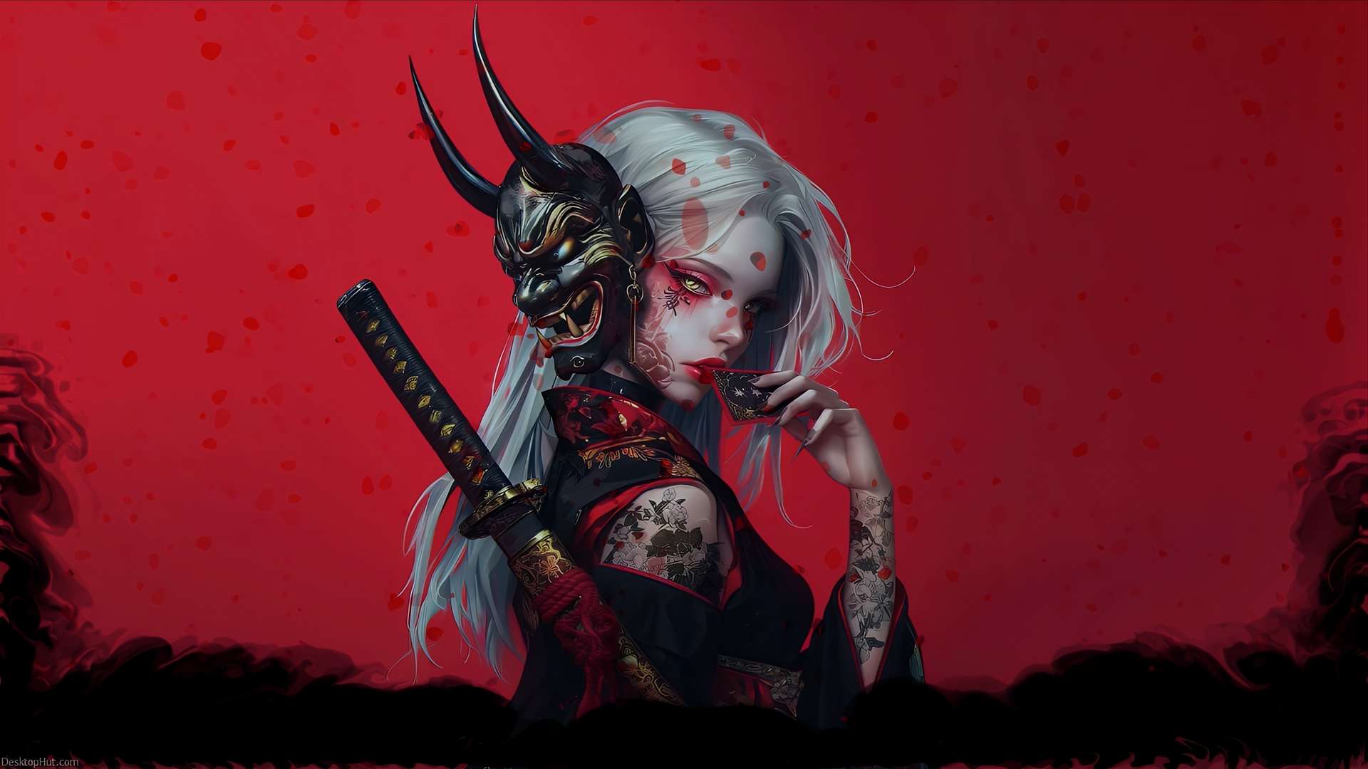 Download Tattooed Warrior with Katana & Mask Live Wallpaper