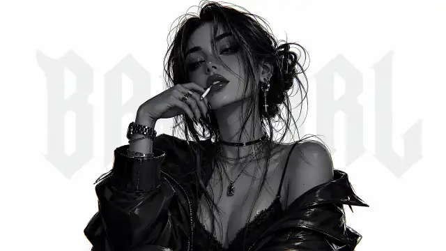 Monochrome Bad Girl Live Wallpaper - Free Live Wallpaper