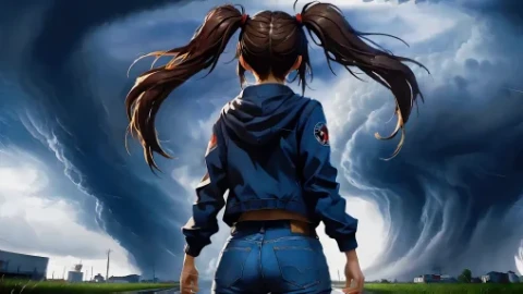 Tornado Girl Live Wallpaper - Cinematic Wallpaper