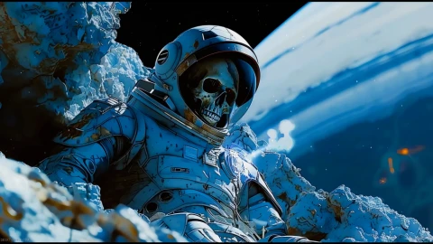 Dead Astronaut in Space Live Wallpaper - Surreal Wallpaper