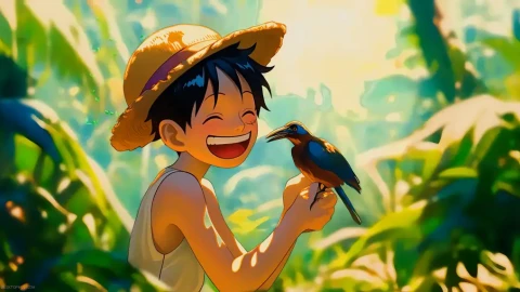 Luffy One Piece Bird Friendship Live Wallpaper - Adventure Wallpaper
