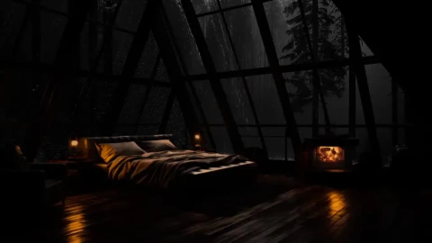 Night Rainy Room 4K 60fps
