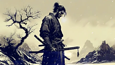 Samurai in Winter Silence Live Wallpaper animated wallpaper preview