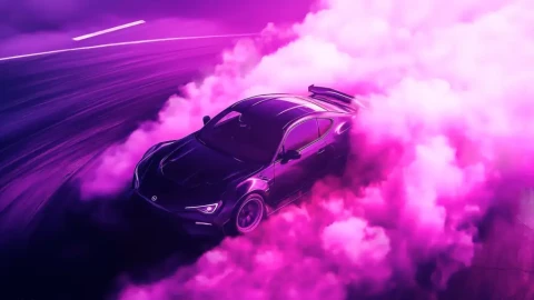 Purple & Pink: Car in Smoke