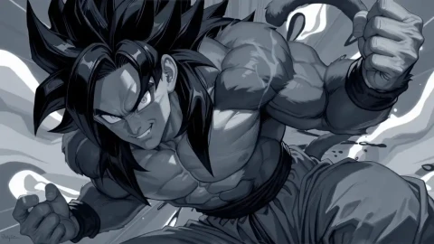 SSJ4 Goku Monochrome Live Wallpaper - Dramatic Lighting Wallpaper