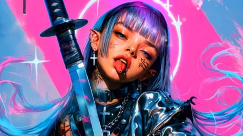Cyberpunk Elf Girl with Katana