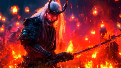 Fiery Oni Samurai - Demon