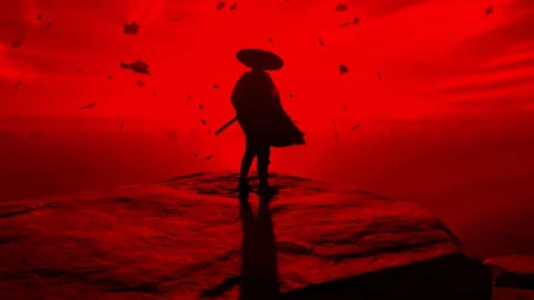 Red Samurai on the Cliff