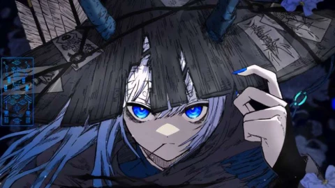 Blue Oni Ronin Girl - Mystic Conical Hat Live Wallpaper animated wallpaper preview