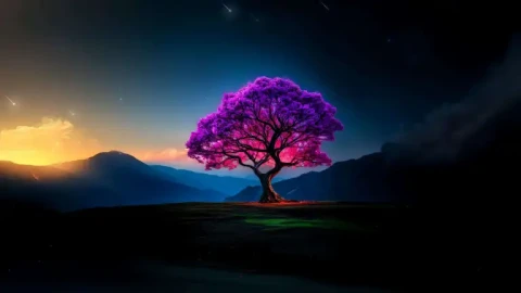 Purple Dream Tree Sky Live Wallpaper animated wallpaper preview