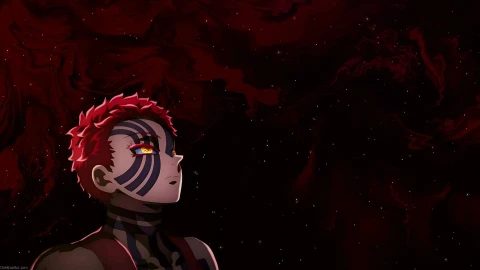 Akaza’s Cosmic Gaze in Demon Slayer - Live Wallpaper - Digital Illustration Wallpaper