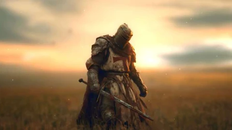 Lone Knight at Sunset Animated Wallpaper