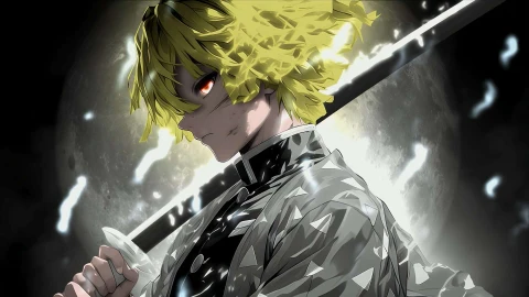 Zenitsu’s Blade Drawn in Demon Slayer Live Wallpaper - Digital Illustration Wallpaper