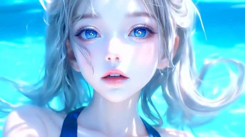 Dreamy Water Portrait - Blue Eyes Live Wallpaper - Glowing Wallpaper