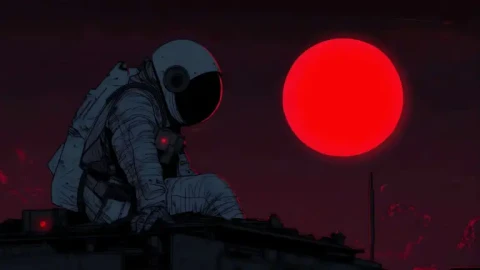 Red Sun Astronaut Live Wallpaper animated wallpaper preview