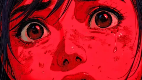 Anime Girl Crying Red Live Wallpaper animated wallpaper preview