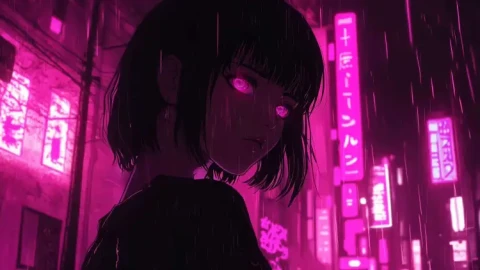 Pink Neon City Rain Live Wallpaper animated wallpaper preview