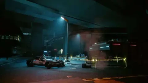 Cyberpunk Street Police Scene Live Wallpaper animated wallpaper preview
