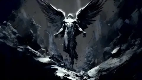 The Fallen Angel Monochrome Live Wallpaper animated wallpaper preview