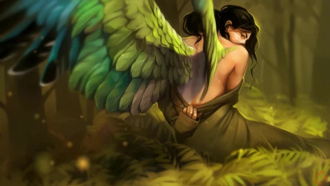 Fantasy Girl With Angel Wings 4k Live Wallpaper - With Wallpaper