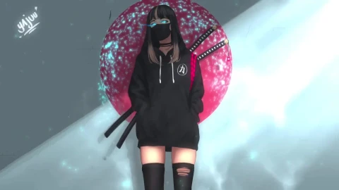 Cool Girl With a Katana 720p - With Wallpaper
