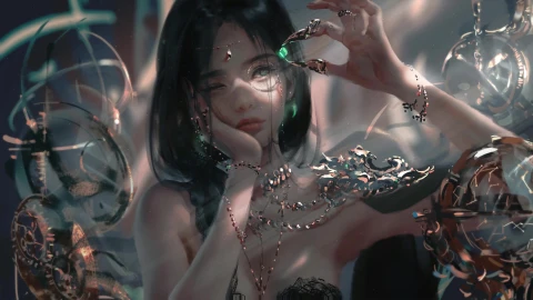4K Princess Aeolian Checking Out Her Jewelry Ghostblade Live Wallpaper For PC - Papel de parede animado grátis