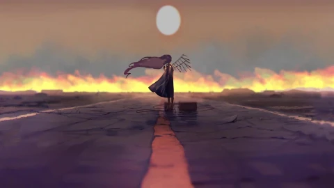 Anime Girl And Fire HD Live Wallpaper For PC - Pc Wallpaper