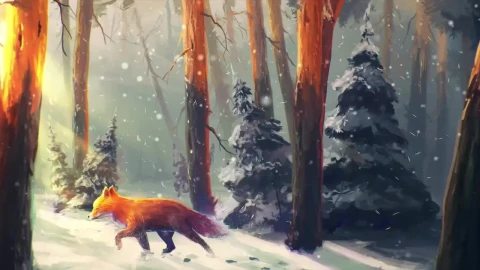 Red Fox In Winter Forest HD Live Wallpaper For PC - Pc Wallpaper
