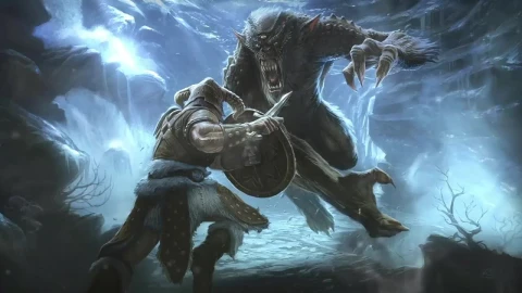 Barbarian Warrior Fighting Monster Elder Scrolls HD Live Wallpaper For PC - Stock Video Ice Cubes Thawing On Black Background Animated Wallpaper Wallpaper