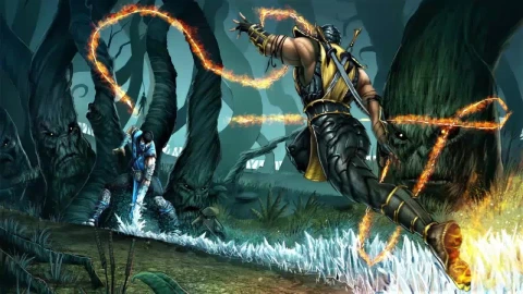 Scorpion And Sub Zero Fight Mortal Kombat HD Live Wallpaper For PC - Stock Video Ice Cubes Thawing On Black Background Animated Wallpaper Wallpaper